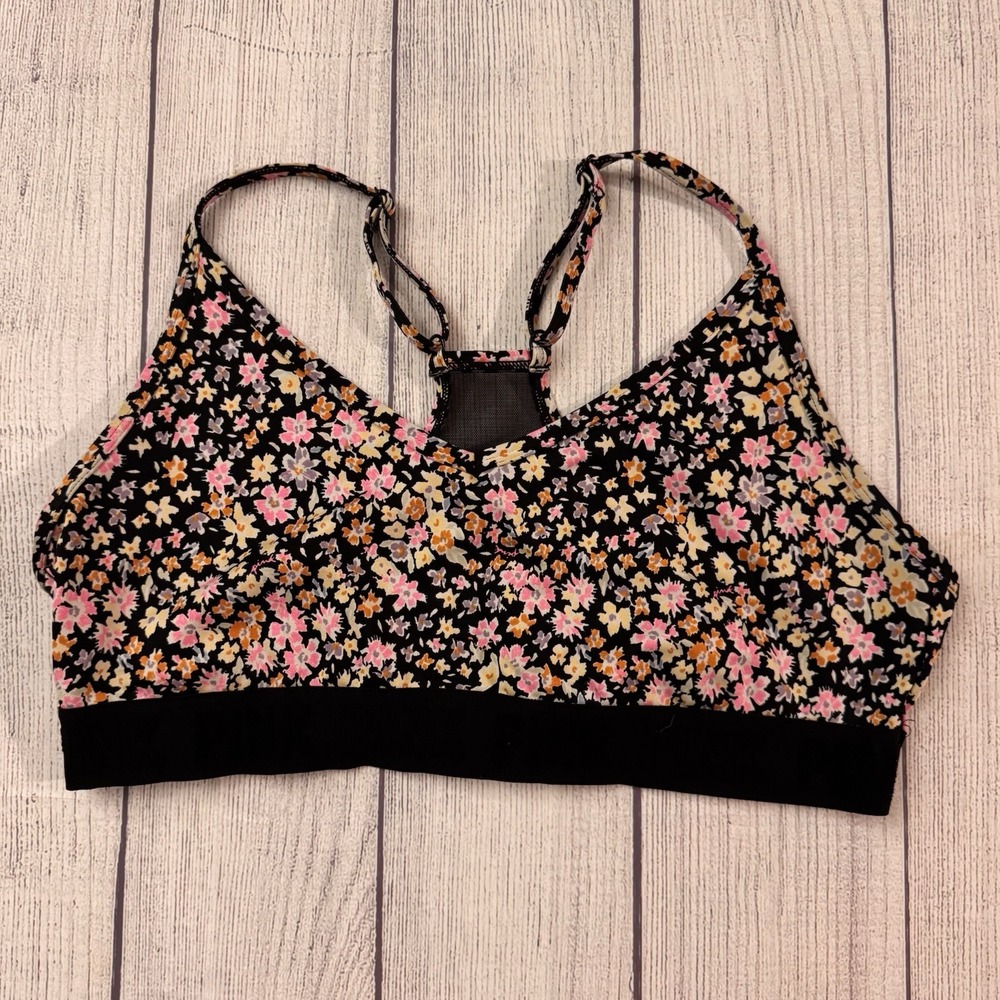 Victoria's Secret Pink Sports Bras Size Large Black Floral Women's Sexy